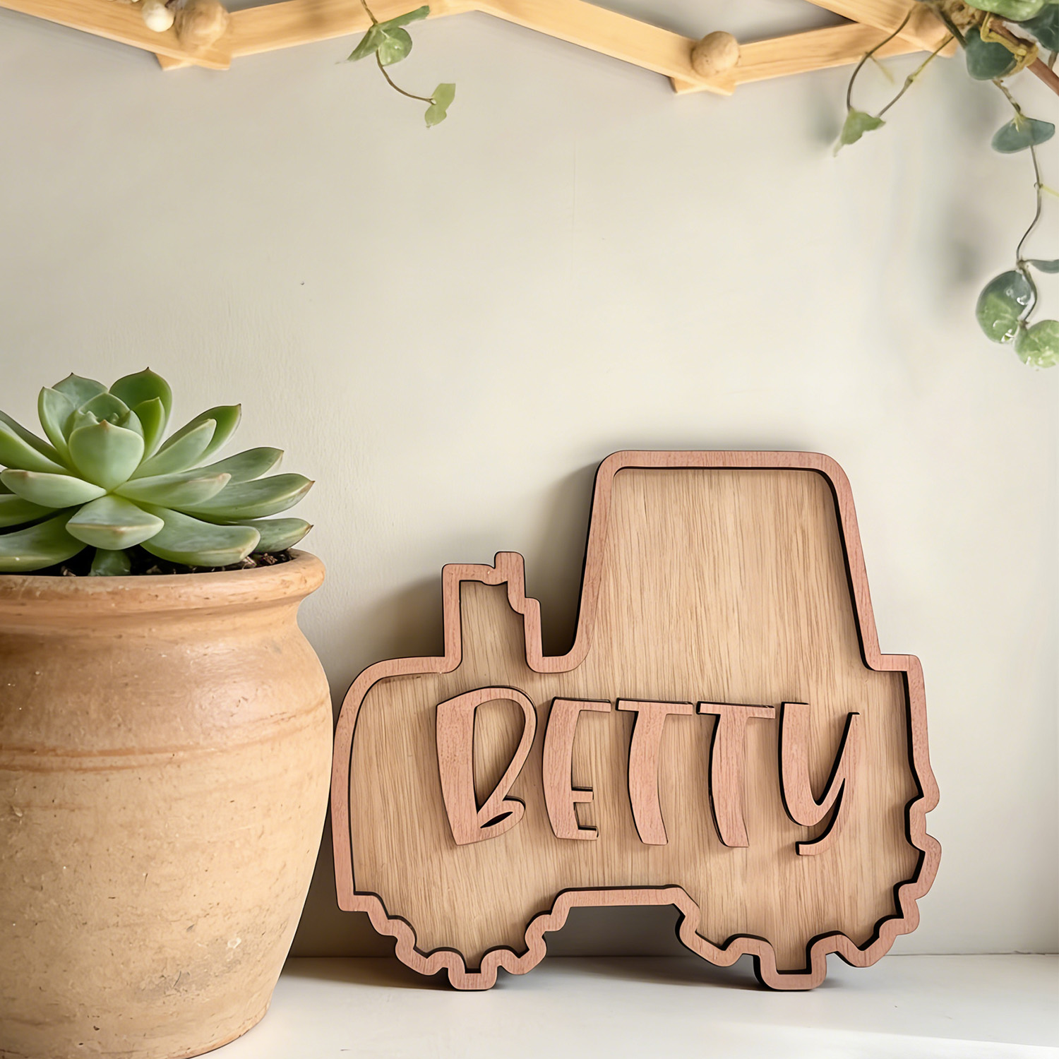 Wedding Souvenir - 1pc customizable double-layer name tag, wooden