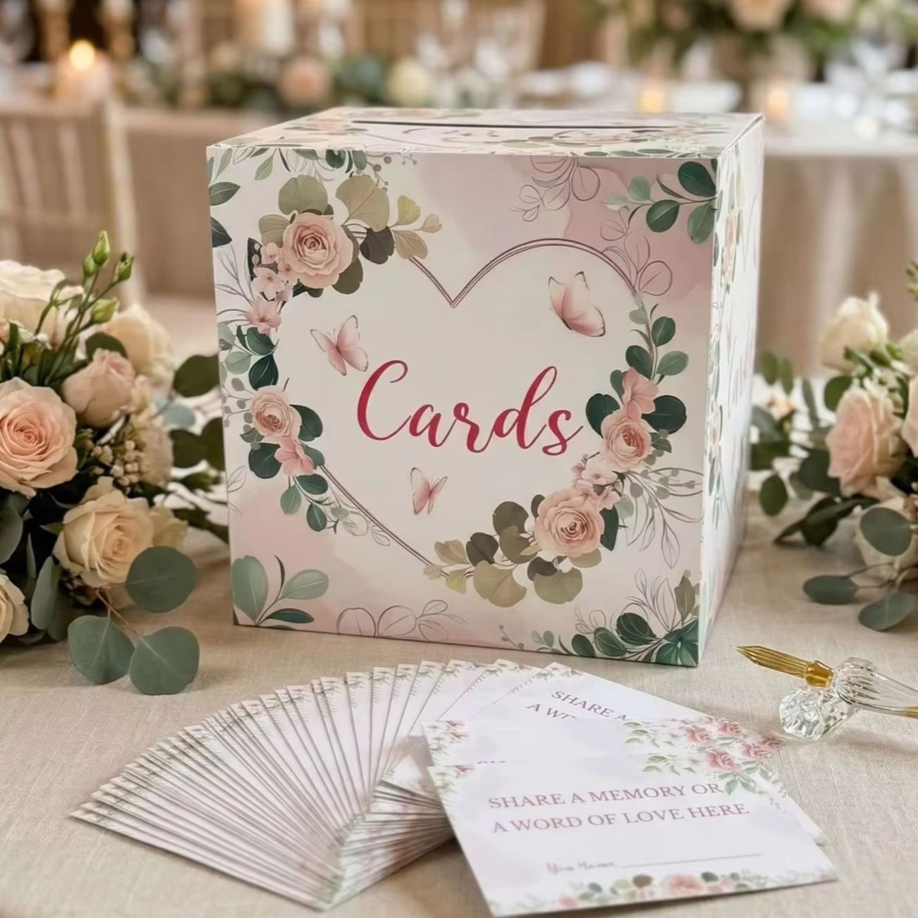 White Floral Wedding Card Box  - огляд і ціна Wedding Supply.Box